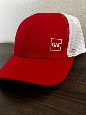 GAF Adjustable Snap-Back Baseball Cap Red/White Mesh Back